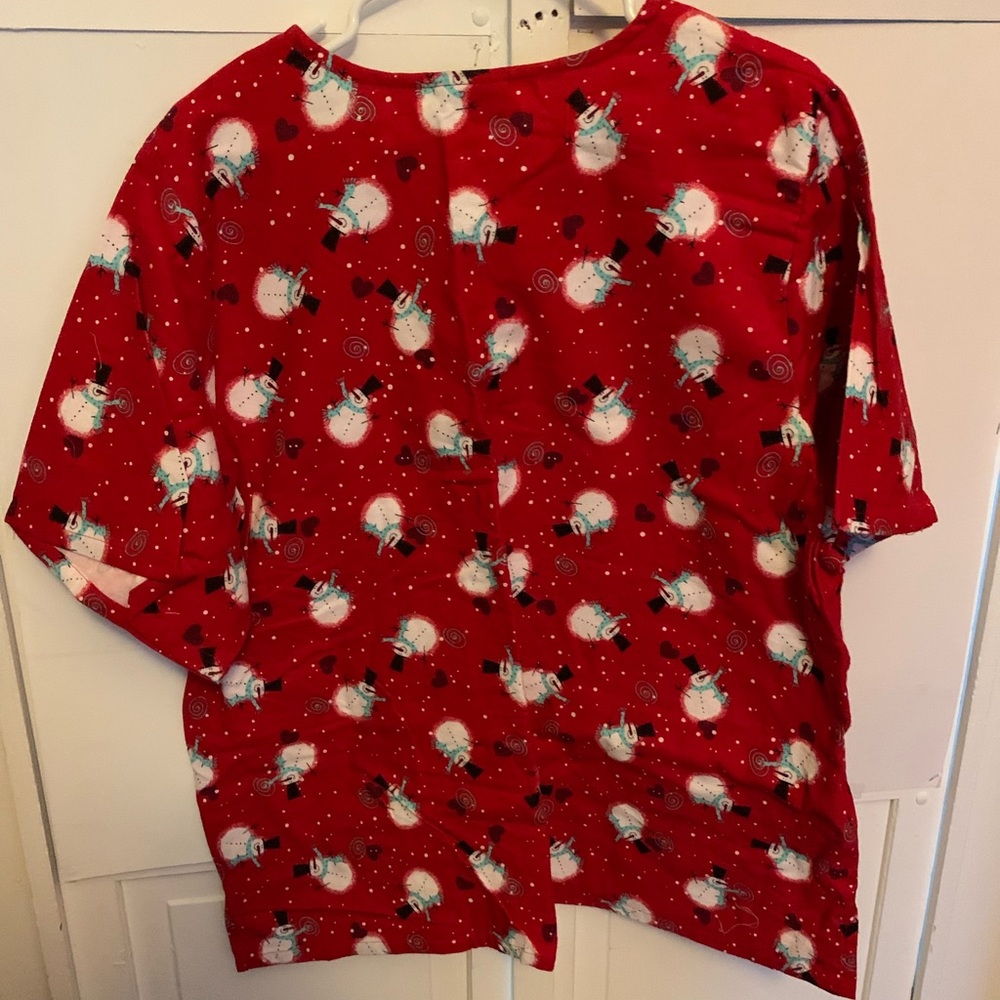 Xlarge Flannel red snowmen scrub top